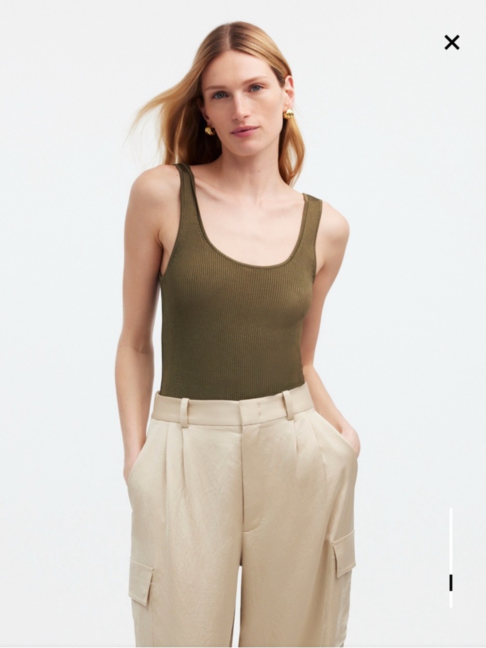 Madewell Olive Scoop Neck Sweater Tank NWT